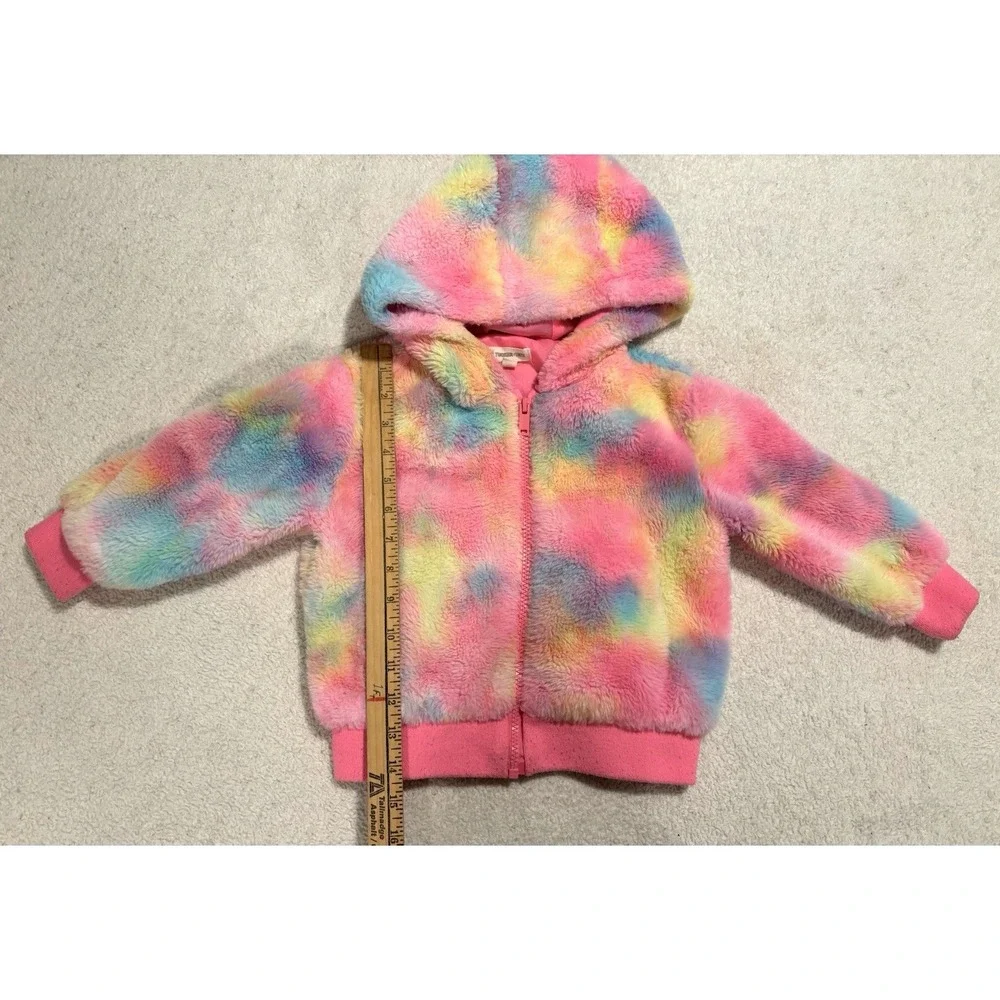 TUCKER + TATE Girl's Sz 3  Faux Fur‎ Tie Dye Jacket In Pink Chiffon Multi